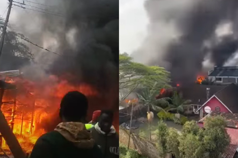 Collage photo of a massive fire at Toi Market.